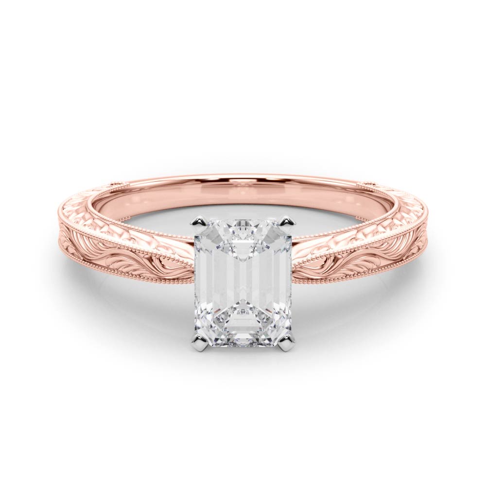 Victoria Emerald Diamond Solitaire Engagement Ring-VIRABYANI